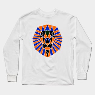 ORANGE Blue Geometric Lion Head Long Sleeve T-Shirt